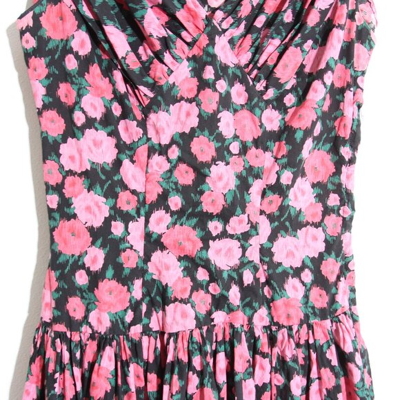 Jerry Gilden Spectator Vintage Floral Midi Dress Drop Waist Sleeveless Pink 1960 - Picture 5 of 15